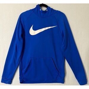 Nike Dri Fit Hoodie Men Size Small Blue Sweatshirt  Pocket High Neck Logo‎